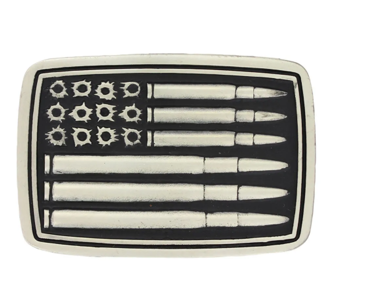 Montana Silversmiths Silver Bullet Flag Attitude Belt Buckle