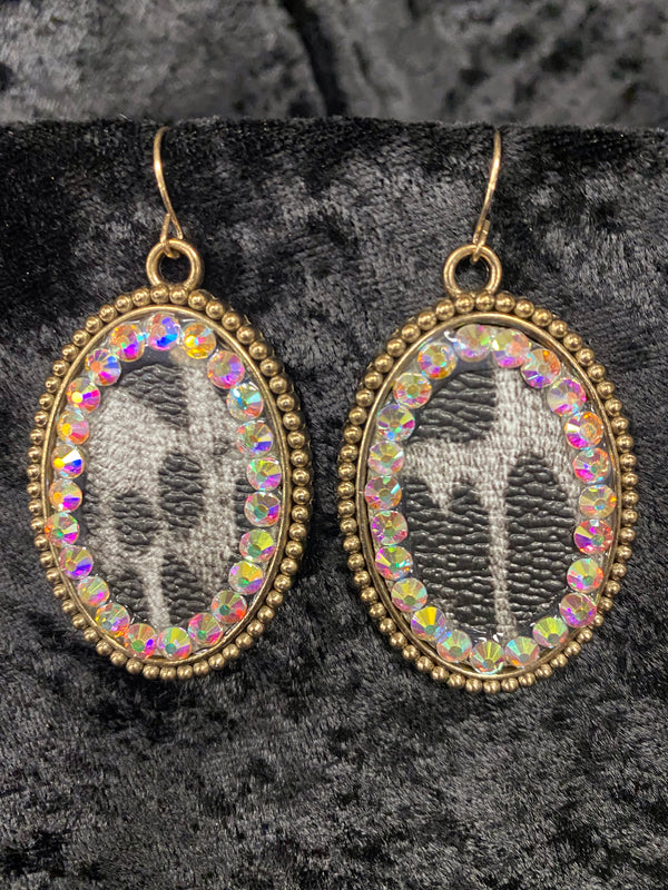 Animal Print Earring w/Crystal Accent ERZ190525-18