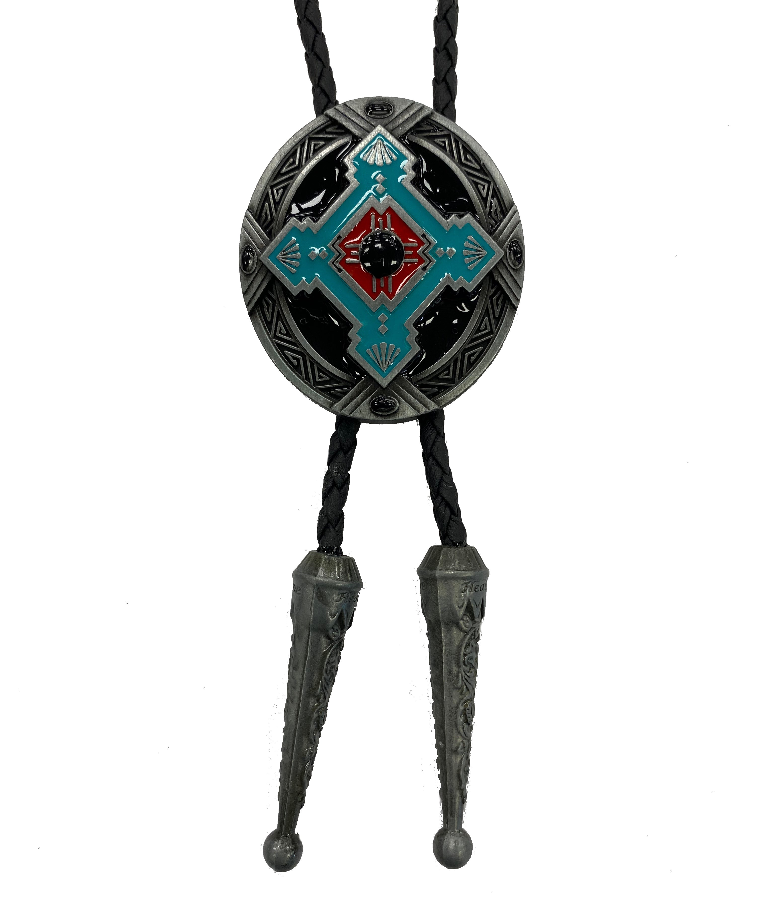 Top Notch Accessories Turquoise Southwest Design Oval Bolo Tie