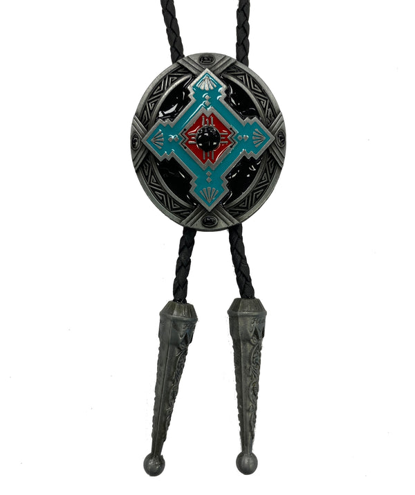 Top Notch Accessories 1005 Turquoise Southwest Design Oval Bolo Tie