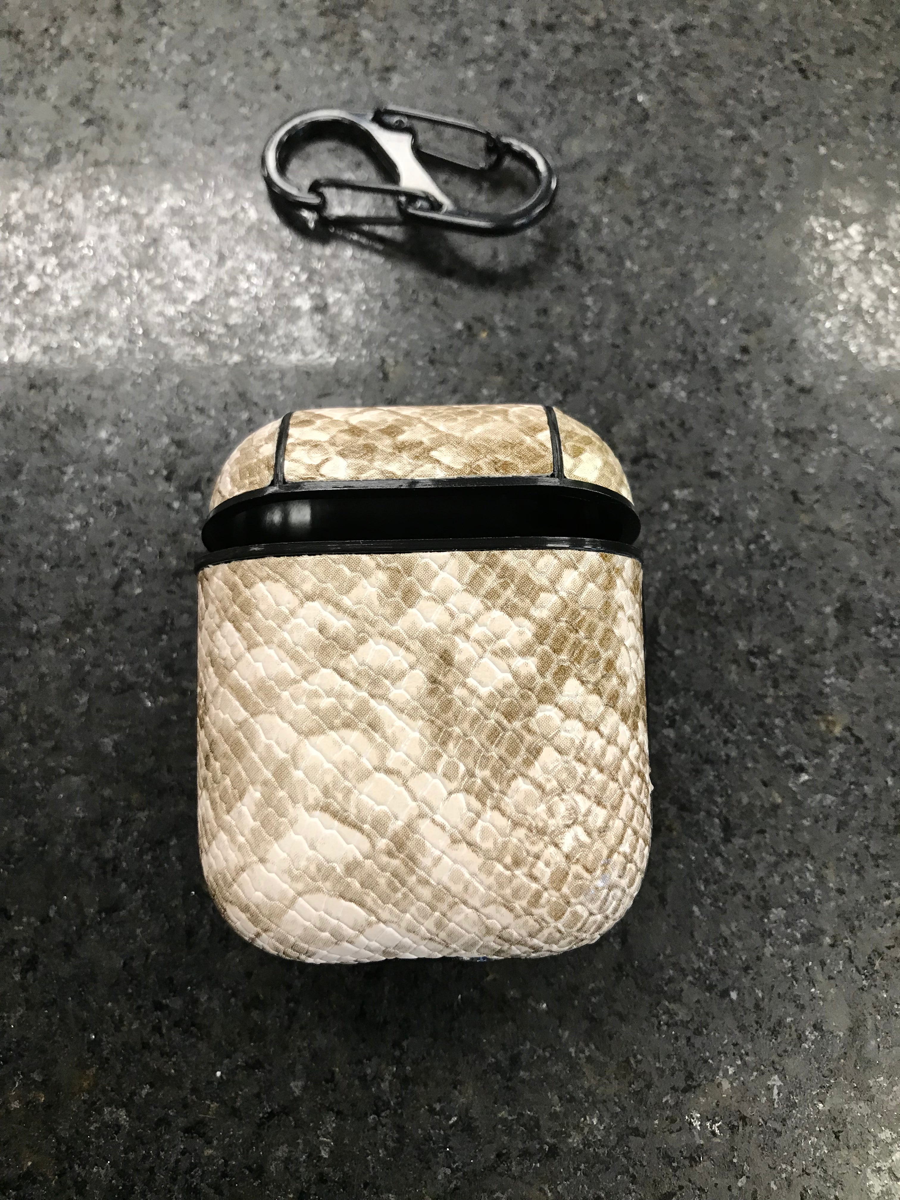 Airpod Tan Python Print Case w/Carabiner