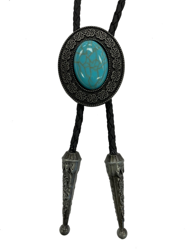 Top Notch Accessories 1020 Turquoise Stone Oval Bolo Tie