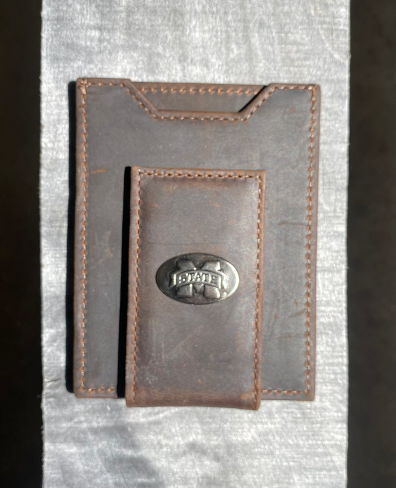 Zep-Pro IWT5CRZH-MSU Mississippi State University Bulldogs Brown “Crazy Horse” Leather Front Pocket Wallet
