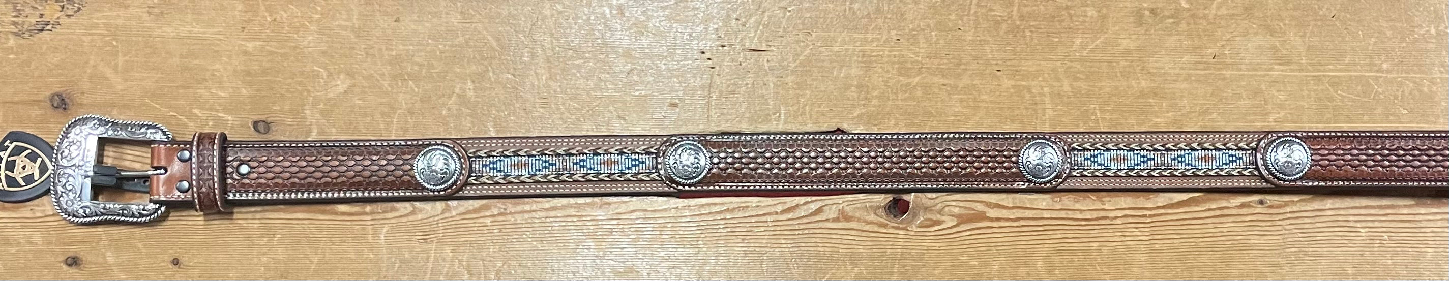 Ariat A1013248 Basketweave with Conchos Leather Belt *Discontinued*