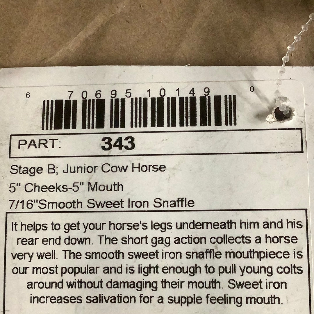 Reinsman Stage B Junior Cow Horse Bit Part 343