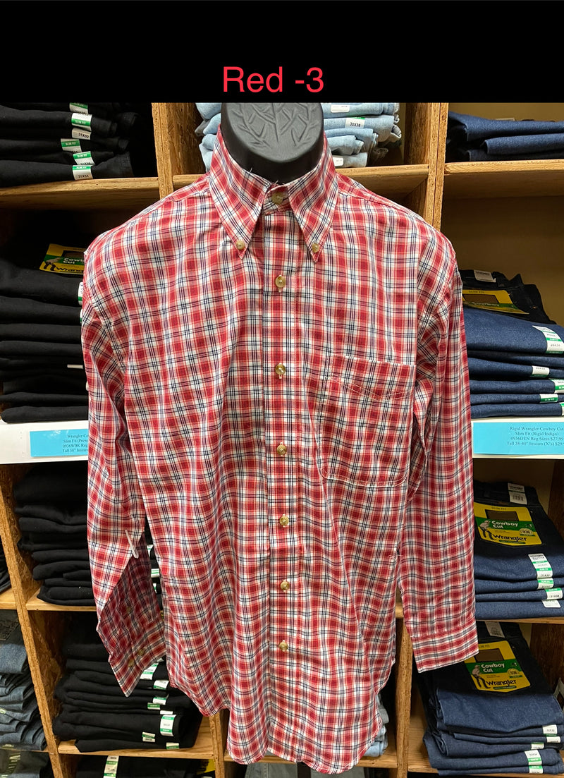 Men's Wrangler 112316672 Riata Long Sleeve Assorted Plaids Classic Fit Shirt