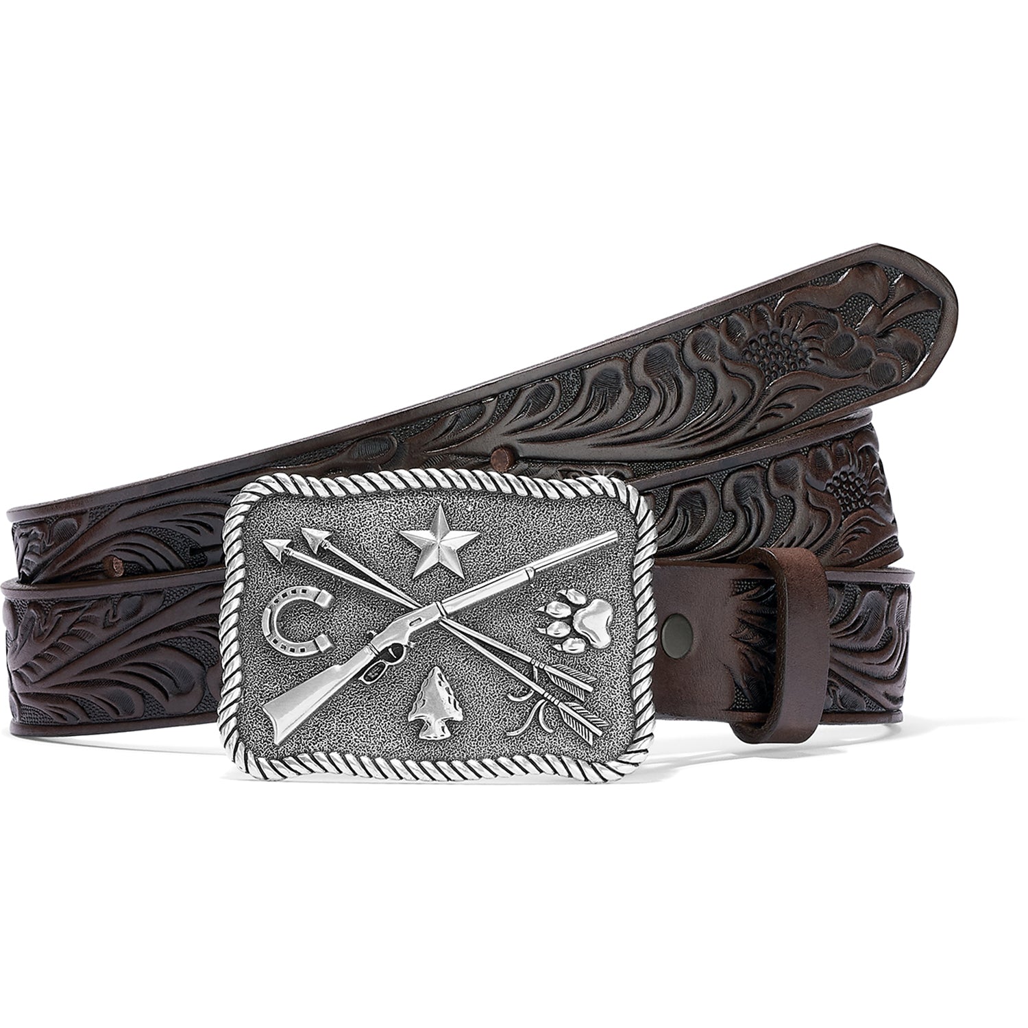Children's Tony Lama C60238 Dark Brown Cowboys & Indians Leather Belt