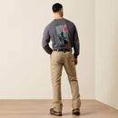 Men's Ariat FR Khaki boot cut pants. Rear View