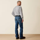 Men's Ariat M4 relaxed fit boot cut FR jeans. Rear View