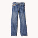 Boys Ariat B4 relaxed fit boot cut jeans in a medium wash. 