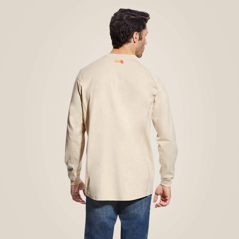 Men's Ariat 10022598 Sand Heather FR Air Henley Long Sleeve Shirt