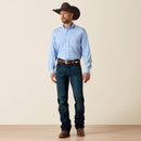 Men's Ariat M5 straight leg jeans in a dark wash. Full front view