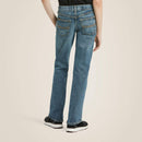 Boy's Ariat M5 slim straight jeans, in a medium wash. 