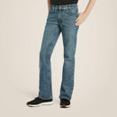 Boy's Ariat M5 slim straight jeans, in a medium wash. Front view