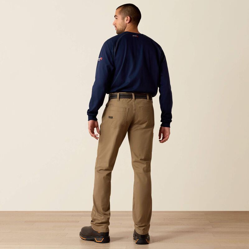 Full back view of men's Ariat khaki rebar work pants.