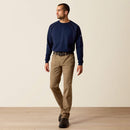Full front view of men's Ariat khaki rebar work pants.
