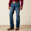 Men's Ariat M4 relaxed fit boot cut jean in a medium wash. Front view 