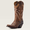 Women's Ariat Circuit Americana Western narrow square toe boots with patriotic embroidery and stud detailing on shaft. 