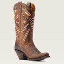 Women's Ariat Circuit Americana Western narrow square toe boots with patriotic embroidery and stud detailing on shaft. 