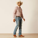 Men's Ariat M7 straight jean in a light wash. Side View