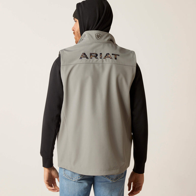 Men's Ariat 10046612 Wren Logo 2.0 Softshell Vest In Jetty Grey