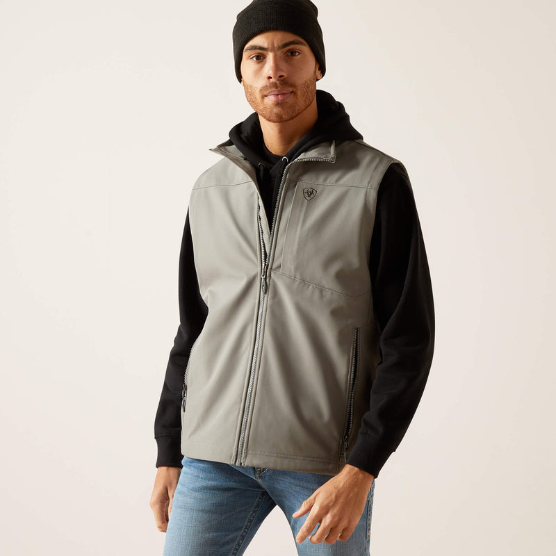 Men's Ariat 10046612 Wren Logo 2.0 Softshell Vest In Jetty Grey