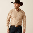Men's Ariat long sleeve shirt in Tan with a diamond pattern. 