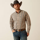 Men's Ariat long sleeve wrinkle free shirt in Brown Plaid. 