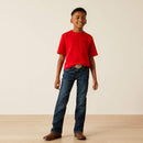 Boy's Ariat short sleeve tee in Redline. Full front view