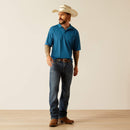 Men's Ariat Tek short sleeve polo shirt in Blue Sapphire. 