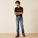 Boy's Ariat B5 slim straight jean. Full front view