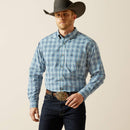 Men's Ariat long sleeve button up shirt in Blue Plaid.