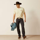 Men's Ariat short sleeve tee in Natural with Ariat logo on front left chest. Full front view