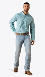 Men's Ariat Wrinkle Free Classic Fit Long Sleeve Shirt in Angel Blue Geo Print