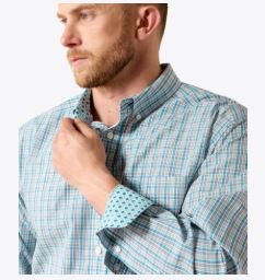 Men's Ariat Wrinkle Free Antonio Classic Fit Long Sleeve Shirt in Angel Blue Plaid