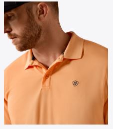 Ariat Men's TEK Short Sleeve Polo in Cantaloupe