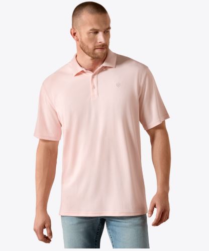 Ariat Men's TEK Short Sleeve Polo in Icy Pink