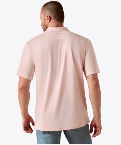 Ariat Men's TEK Short Sleeve Polo in Icy Pink