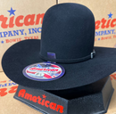 Black open crown felt hat by American Hat Company.