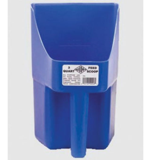 Blue plastic feed scoop 