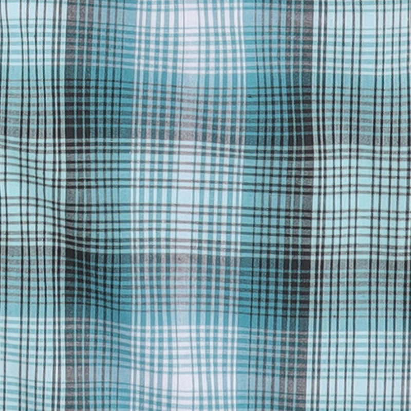 Boy's Wrangler 112330338 Teal Plaid Logo Western Snap Shirt