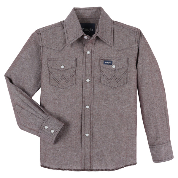 Boy's Wrangler 112331247 Classic Fit Solid Long Sleeve Shirt