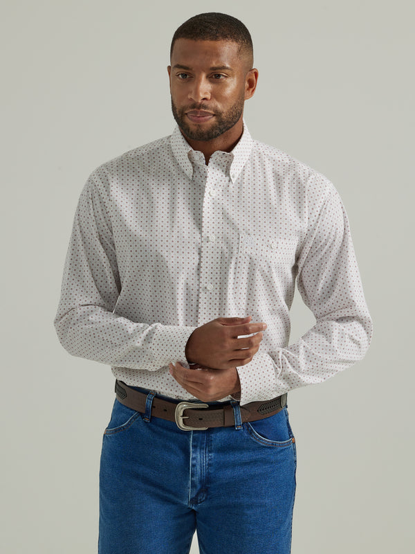 Men's Wrangler 112331732 George Strait Long Sleeve Button Up Shirt with Contrast Cuff Lining