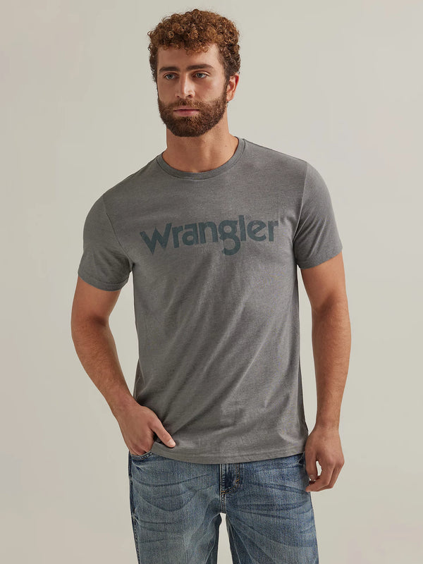 Men's Wrangler 112344123 Kabel Logo Pewter Short Sleeve Tee Shirt