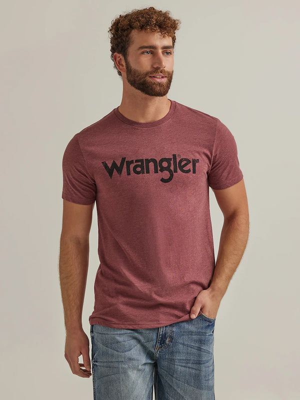 Men's Wrangler 112344135 Kabel Logo Burgundy Short Sleeve Tee Shirt