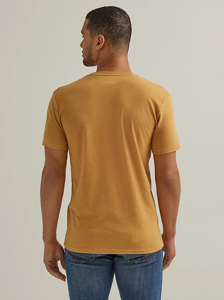 Men's Wrangler 112344156 Vignette Logo Short Sleeve Tee Shirt in Pale Gold