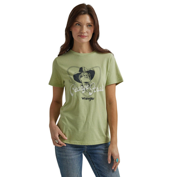 Women's Wrangler 112344169 George Strait Graphic Reseda Green Short Sleeve Tee Shirt
