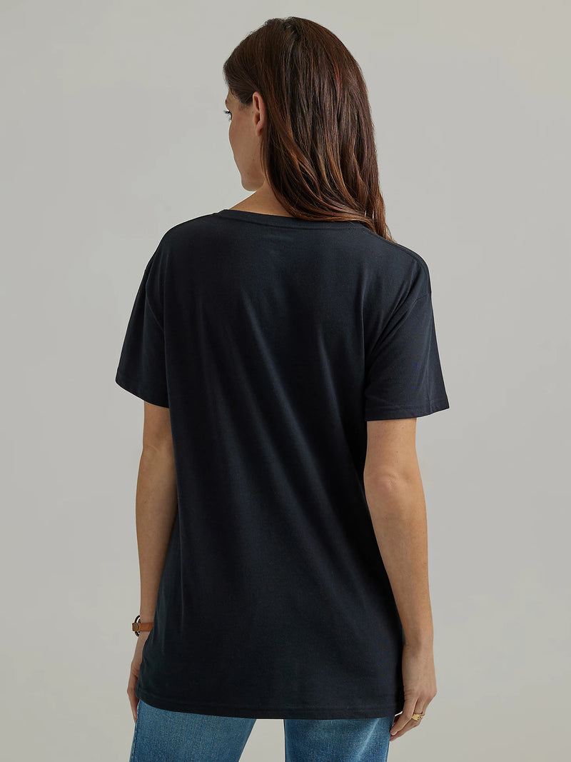Women's Wrangler 112344198 Long Live Cowboys Black Short Sleeve Tee Shirt