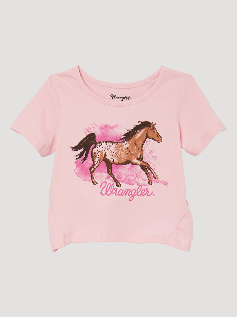 Little Girl's Wrangler 112344360 Pink Prancing Horse Tee