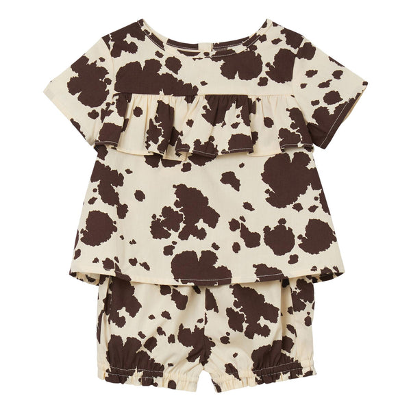 Baby/Toddler Girl's Wrangler 112344405 Cream/Brown Cow Print Short Sleeve Set